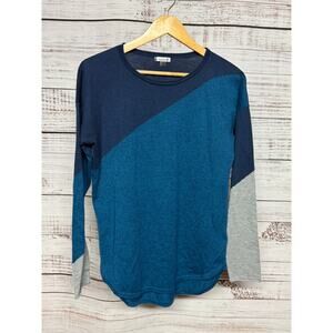 Smartwool Color Block Pullover Sweater Merino Wool Blend Size M Blue